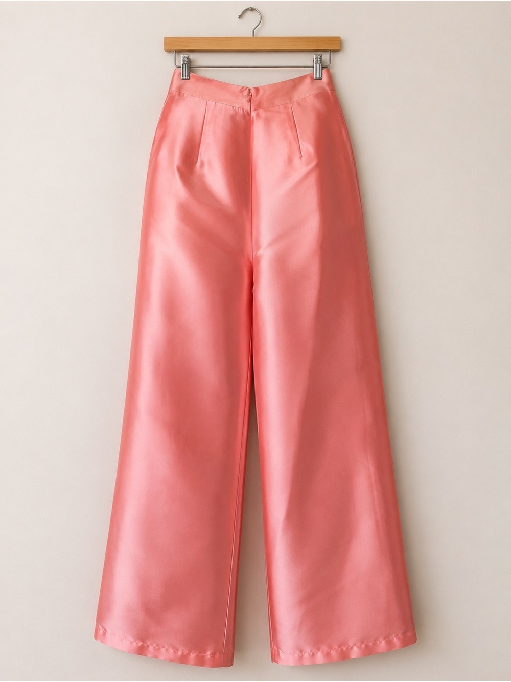Andrea Iyamah Vasi Pant Peach Satin Wide Leg High Rise Small US 6 - Picture 3 of 8